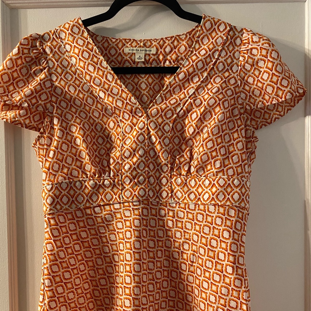 100 Silk blouse, short/cap, sleeves, orange